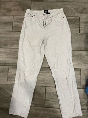 BDG White Pinstripe High-Rise Jeans with Copper Rivets